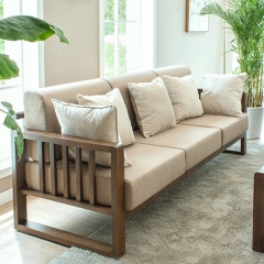 纯实木沙发白橡木转角沙发三人位布艺可拆洗沙发组合客厅简约家具